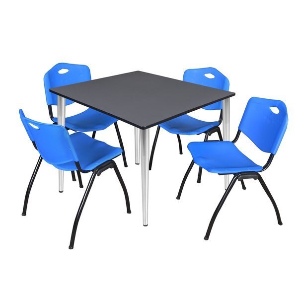 Kahlo Square Table & Chair Sets, 48 W, 48 L, 29 H, Wood, Metal, Plastic Top, Grey, Regency, Mfr#: TPL4848GYCM47BE